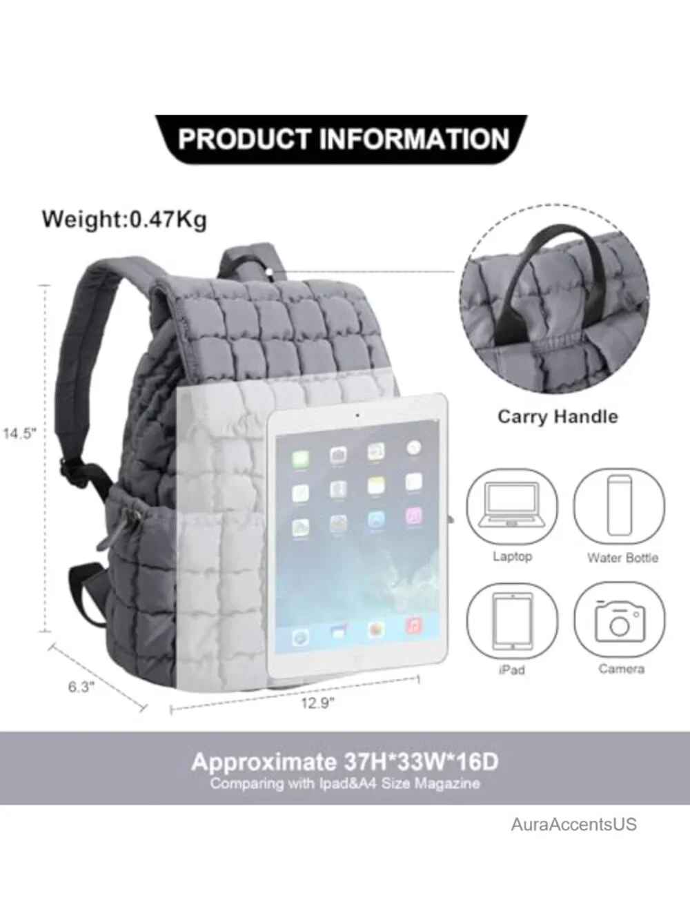 Quilted Nylon Backpack Purse for Women Lightweight Puffer Daypack